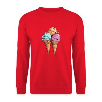 Les glaces melon pistache cerise - Sweat-shirt Unisexe - rouge - Devant - Alina (178cm) & Michal (187cm)