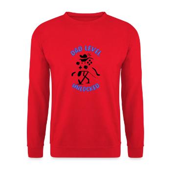 DAD Level Unlocked Vater Kind Eltern Baby - Unisex Pullover - Rot - Vorne - Alina (178cm) & Michal (187cm)