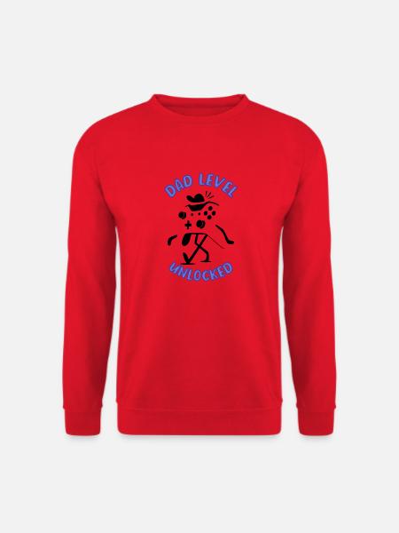 DAD Level Unlocked Vater Kind Eltern Baby - Unisex Pullover - Rot