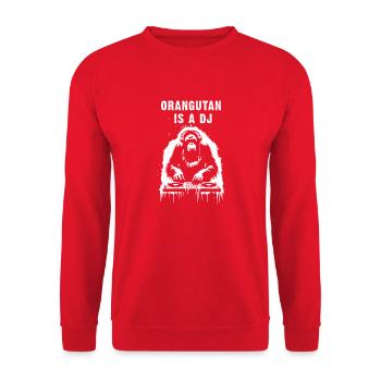 Orang-Utan ist DJ - Unisex Pullover - Rot - Vorne - Alina (178cm) & Michal (187cm)