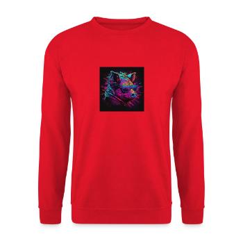 Pig with glasses in neon colors, 80s - Unisex Sweatshirt - red - Front - Alina (178cm) & Michal (187cm)