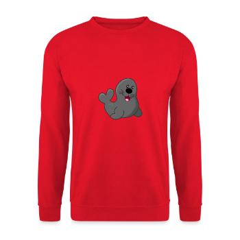 Kouwo le phoque - Sweat-shirt Unisexe - rouge - Devant - Alina (178cm) & Michal (187cm)