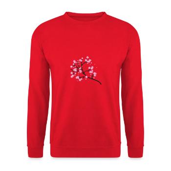 Cherry blossom branch - Unisex Sweatshirt - red - Front - Alina (178cm) & Michal (187cm)