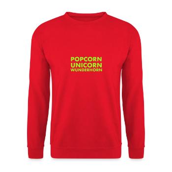 Popcorn Unicorn Wunderhorn - Unisex Pullover - Rot - Vorne - Alina (178cm) & Michal (187cm)