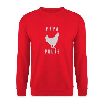 PAPA HEN Hahn Silhouette - Unisex Pullover - Rot - Vorne - Alina (178cm) & Michal (187cm)