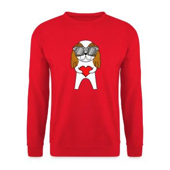 Cavalier King Charles Spaniel mit Sonnenbrille - Unisex Pullover - Rot - Vorne - Alina (178cm) & Michal (187cm)