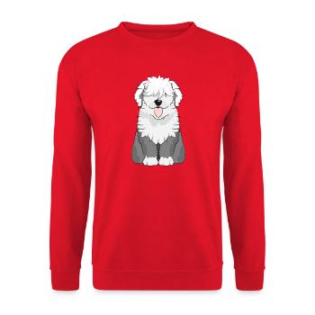 adorable Bobtail Dog - berger allemand en peluche - Sweat-shirt Unisexe - rouge - Devant - Alina (178cm) & Michal (187cm)