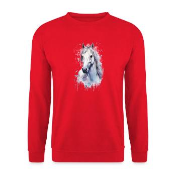 Weißes Pferd - Unisex Pullover - Rot - Vorne - Alina (178cm) & Michal (187cm)