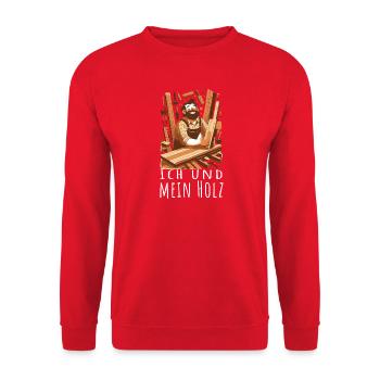 ich und mein holz forst holztransport forstwirt - Unisex Pullover - Rot - Vorne - Alina (178cm) & Michal (187cm)