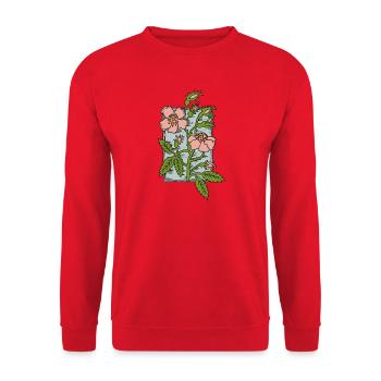 Musk Rose, hand drawn Vintage style flower stamp - Unisex Sweatshirt - red - Front - Alina (178cm) & Michal (187cm)