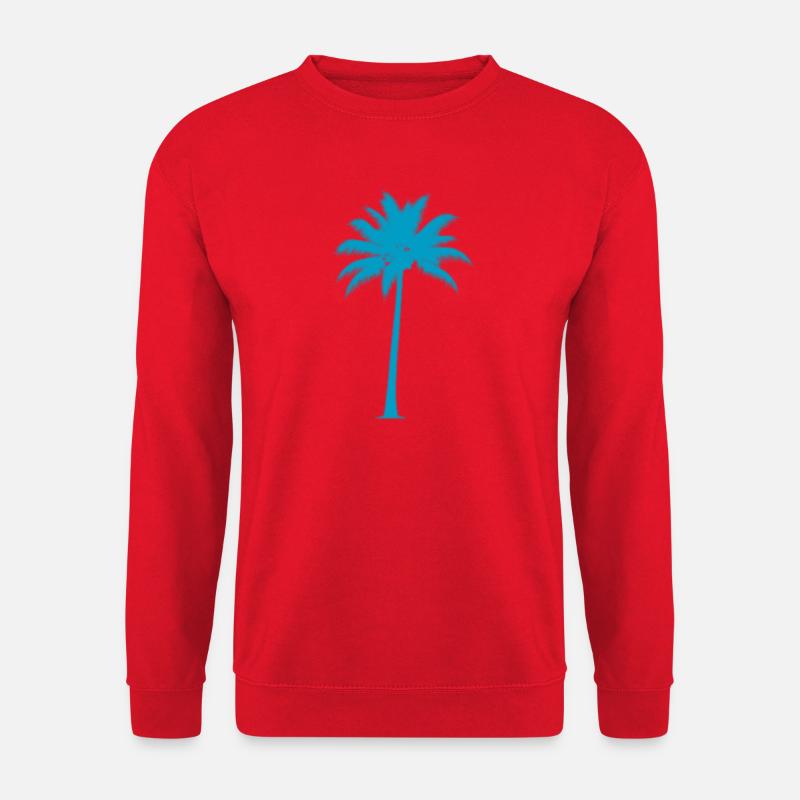 Tropical palm tree in blue tone - Unisex Sweatshirt - red