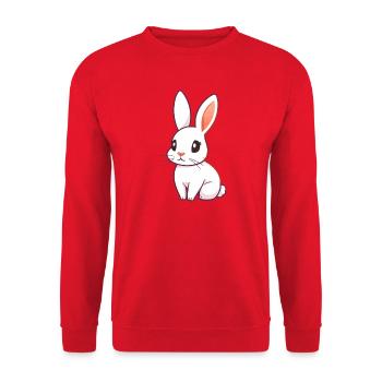 Schöne Kaninchen bunte Illustration - Unisex Pullover - Rot - Vorne - Alina (178cm) & Michal (187cm)