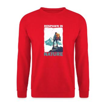 Alpiniste avec sac à dos dans les montagnes Jeux - Sweat-shirt Unisexe - rouge - Devant - Alina (178cm) & Michal (187cm)