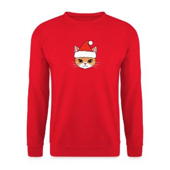 Christmas Cat with Santa Hat - Unisex Sweatshirt - red - Front - Alina (178cm) & Michal (187cm)