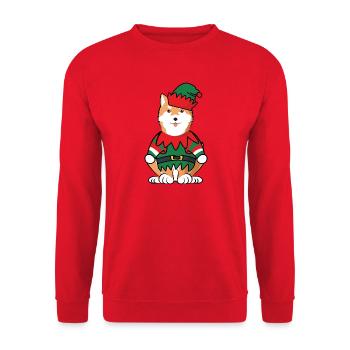 Shiba Inu Elf Costume Christmas Lazy DIY Costume - Unisex Sweatshirt - red - Front - Alina (178cm) & Michal (187cm)