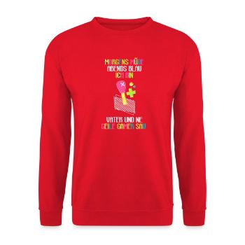 Gamer Gaming Vater Vatertag Spruch Zocken Papa - Unisex Pullover - Rot - Vorne - Alina (178cm) & Michal (187cm)