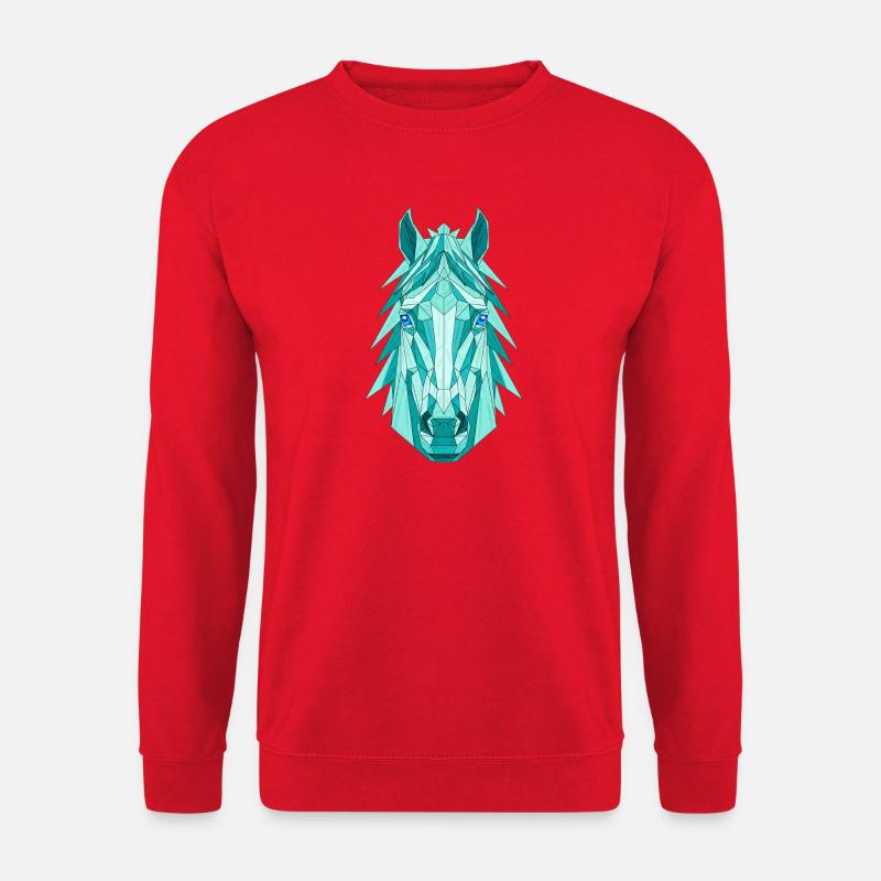 Geometrisches Pferd: Teal Prisma - Unisex Pullover - Rot