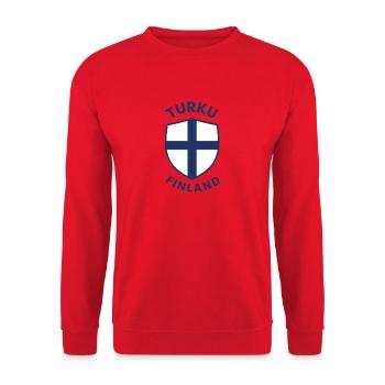 Turku Finland Shield Emblem - Unisex Sweatshirt - red - Front - Alina (178cm) & Michal (187cm)