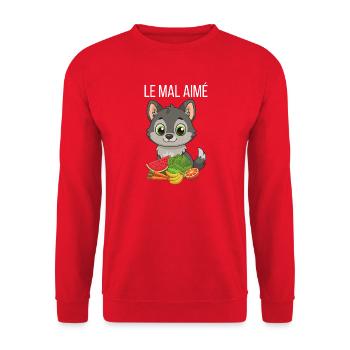 The unloved a wolf who eats VEGETABLES - Unisex Sweatshirt - red - Front - Alina (178cm) & Michal (187cm)