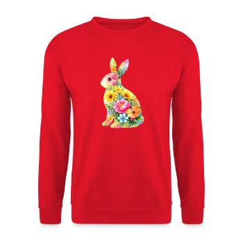 Hase Aquarell Ostern Silhouette - Unisex Pullover - Rot - Vorne - Alina (178cm) & Michal (187cm)