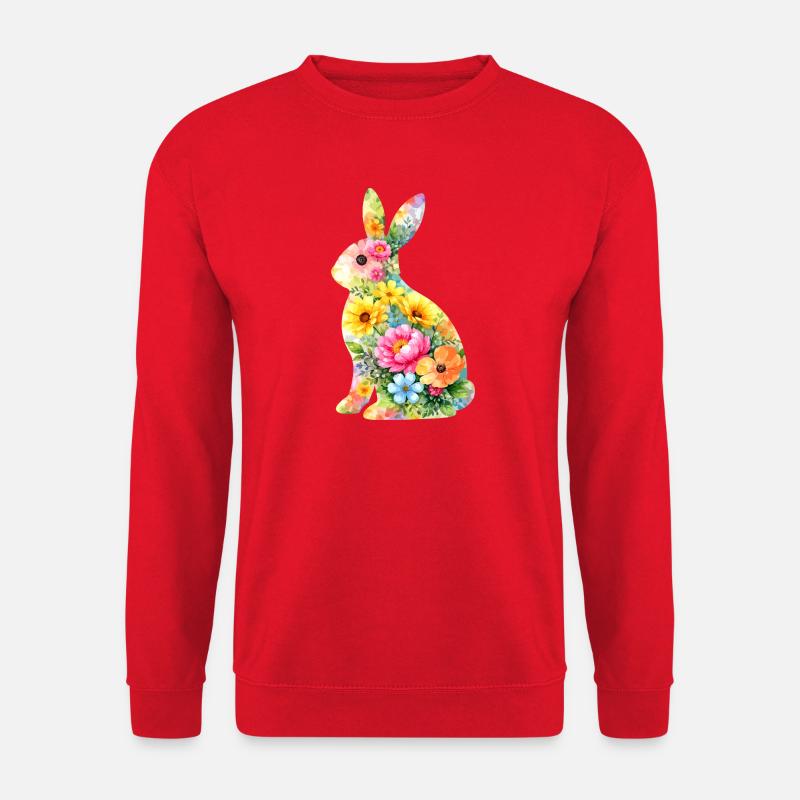 Hase Aquarell Ostern Silhouette - Unisex Pullover - Rot