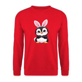 Petit ami mignon Pingouin Lapin de Pâques Oreilles - Sweat-shirt Unisexe - rouge - Devant - Alina (178cm) & Michal (187cm)