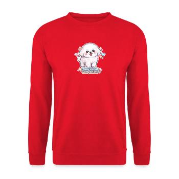 Kuscheliger Wolkenhund – Tiny Cloud Companion - Unisex Pullover - Rot - Vorne - Alina (178cm) & Michal (187cm)