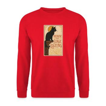 Weil die Bühne zuhört | Theater Katze - Unisex Pullover - Rot - Vorne - Alina (178cm) & Michal (187cm)