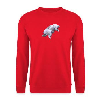 Cuddly Fur Cat Lying Pose - Unisex Sweatshirt - red - Front - Alina (178cm) & Michal (187cm)
