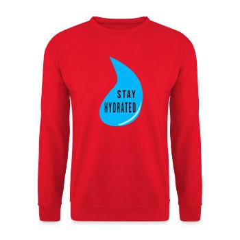Stay Hydrated Water Drop Design – Fitness Quote - Unisex Pullover - Rot - Vorne - Alina (178cm) & Michal (187cm)