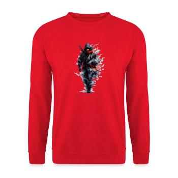 Ninja im Wasserfarbschleier - Unisex Pullover - Rot - Vorne - Alina (178cm) & Michal (187cm)