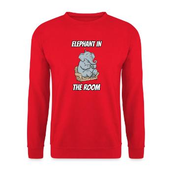 Elephant in the Room – Witzige buchstäbliche Idiom-Zeichentrickserie - Unisex Pullover - Rot - Vorne - Alina (178cm) & Michal (187cm)