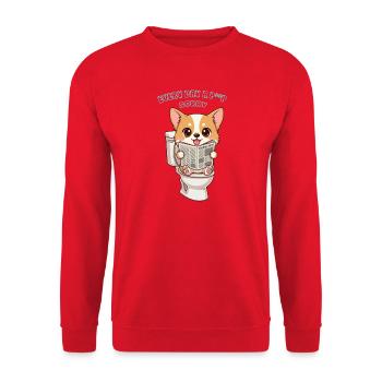 Corgi-Nachrichtensprecher über das Design eines niedlichen Hundes auf der Toilette - Unisex Pullover - Rot - Vorne - Alina (178cm) & Michal (187cm)