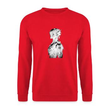 Cyberpunk Knight 80 – Futuristisches Design - Unisex Pullover - Rot - Vorne - Alina (178cm) & Michal (187cm)