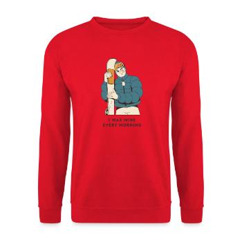 I Wax Mine Every Morning – Ski Shirt - Unisex Pullover - Rot - Vorne - Alina (178cm) & Michal (187cm)