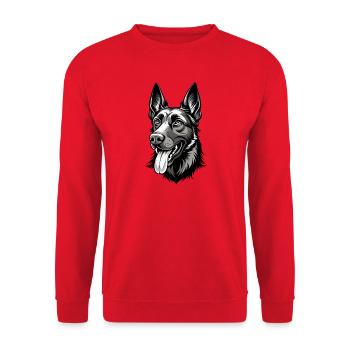 Belgischer Malinois-Hundekopf - Unisex Pullover - Rot - Vorne - Alina (178cm) & Michal (187cm)