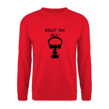 beat' em all - Unisex Pullover - Rot - Vorne - Alina (178cm) & Michal (187cm)