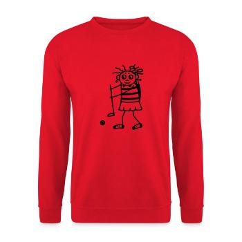 Golf Spielerin - Frauengolf - Unisex Pullover - Rot - Vorne - Alina (178cm) & Michal (187cm)