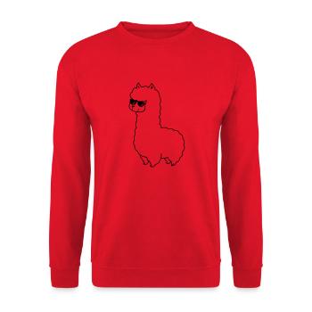 cool_lama_01 - Unisex Pullover - Rot - Vorne - Alina (178cm) & Michal (187cm)