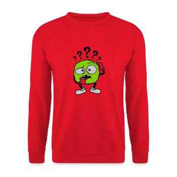 Question mark skeptical face comic - Unisex Sweatshirt - red - Front - Alina (178cm) & Michal (187cm)