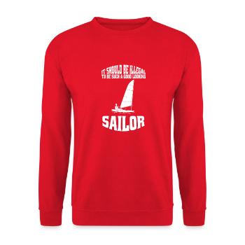 Sailing Ship Captain Sailor Sailing Boat Sailing - Unisex Sweatshirt - red - Front - Alina (178cm) & Michal (187cm)