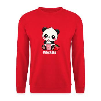 Panda Milchshakebubble Tee Boba Kawaii Manga Anime - Unisex Pullover - Rot - Vorne - Alina (178cm) & Michal (187cm)