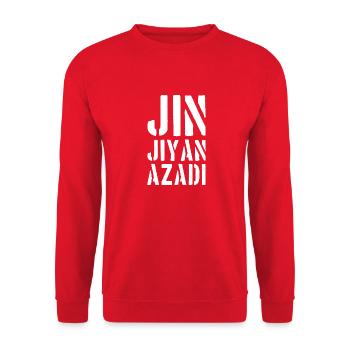 Jin Jiyan Azadi: Liberté de vie de femme Mahsa Amini - Sweat-shirt Unisexe - rouge - Devant - Alina (178cm) & Michal (187cm)