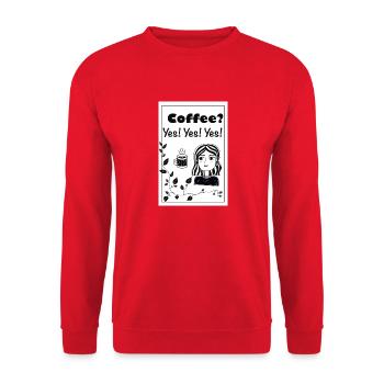 Kaffee bitte - Unisex Pullover - Rot - Vorne - Alina (178cm) & Michal (187cm)