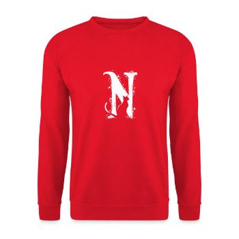 Lettre N avec chat - Sweat-shirt Unisexe - rouge - Devant - Alina (178cm) & Michal (187cm)