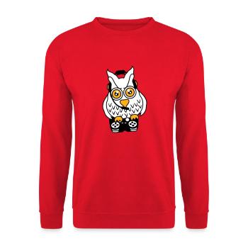 Gamer Owl Gaming Player Controller Headset Fun - Sweat-shirt Unisexe - rouge - Devant - Alina (178cm) & Michal (187cm)