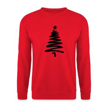 Christmas tree linear hand-drawn - Unisex Sweatshirt - red - Front - Alina (178cm) & Michal (187cm)