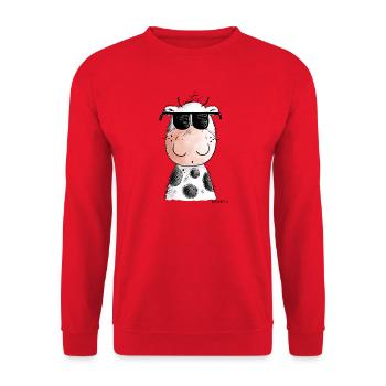 Cool cow with glasses I cow with sunglasses - Unisex Sweatshirt - red - Front - Alina (178cm) & Michal (187cm)