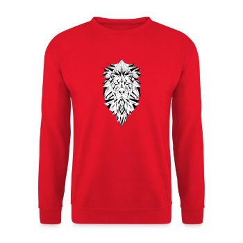 Tête de lion géométrique graphique - Sweat-shirt Unisexe - rouge - Devant - Alina (178cm) & Michal (187cm)
