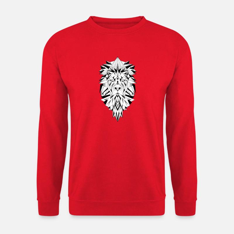 Geometrisches Löwenkopf-Diagramm - Unisex Pullover - Rot